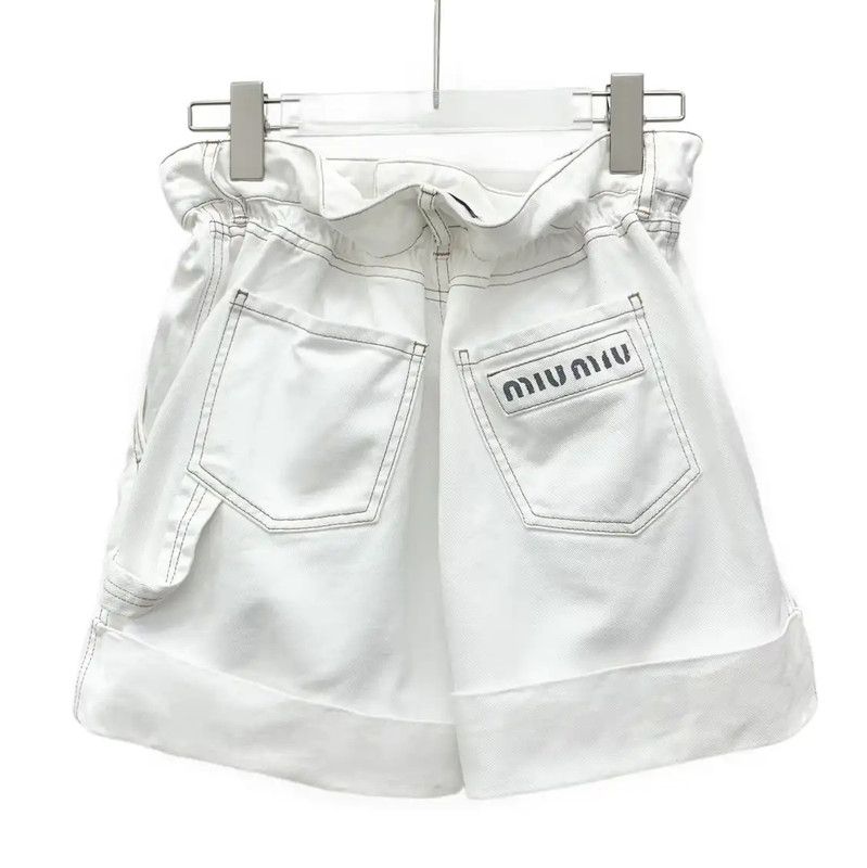 Miu Miu Miu Miu White Cotton Women's Shorts 0089 Size 28" / US 6 / IT 42 - 2 Thumbnail