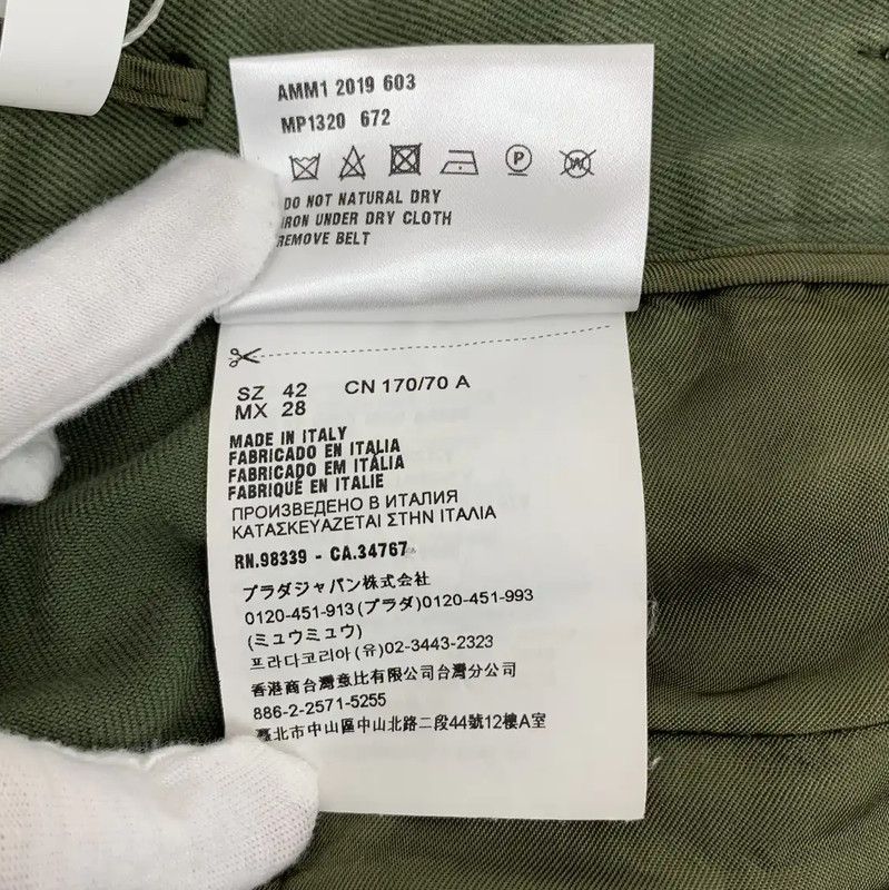 Miu Miu Miu Miu Green Cotton Casual Pants for Women 0089 Size 28" / US 6 / IT 42 - 6 Thumbnail