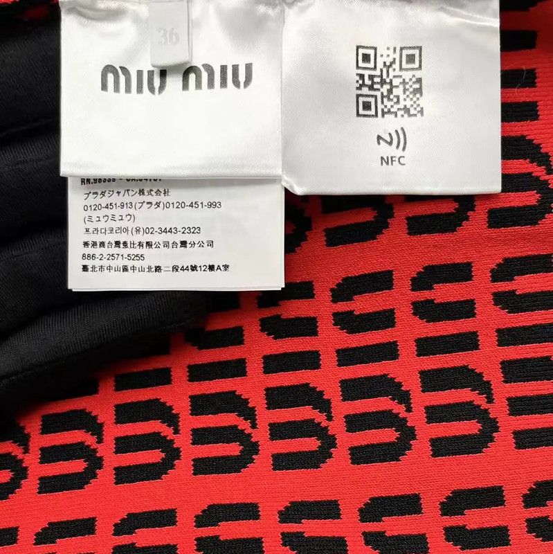 Miu Miu Miu Miu Red Logo A-Line Mini Skirt 0089 Size 23" - 3 Thumbnail