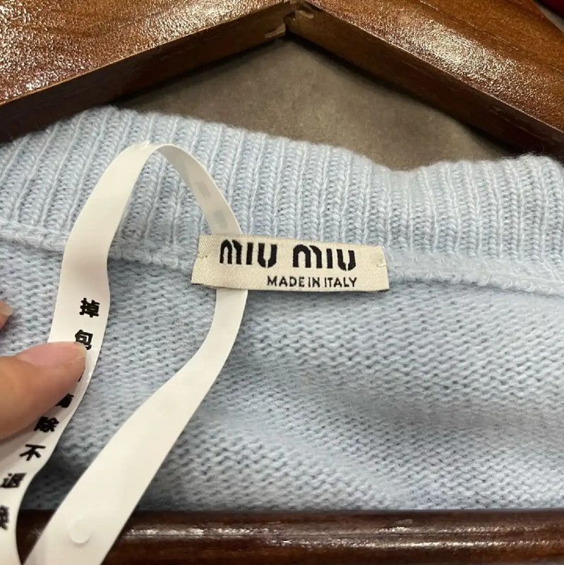 Miu Miu Blue Wool Women's Cardigan 0089