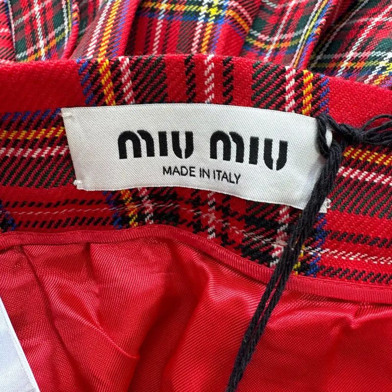 Miu Miu Miu Miu Red Wool Pleated Skirt 0089 Size 28" / US 6 / IT 42 - 3 Thumbnail