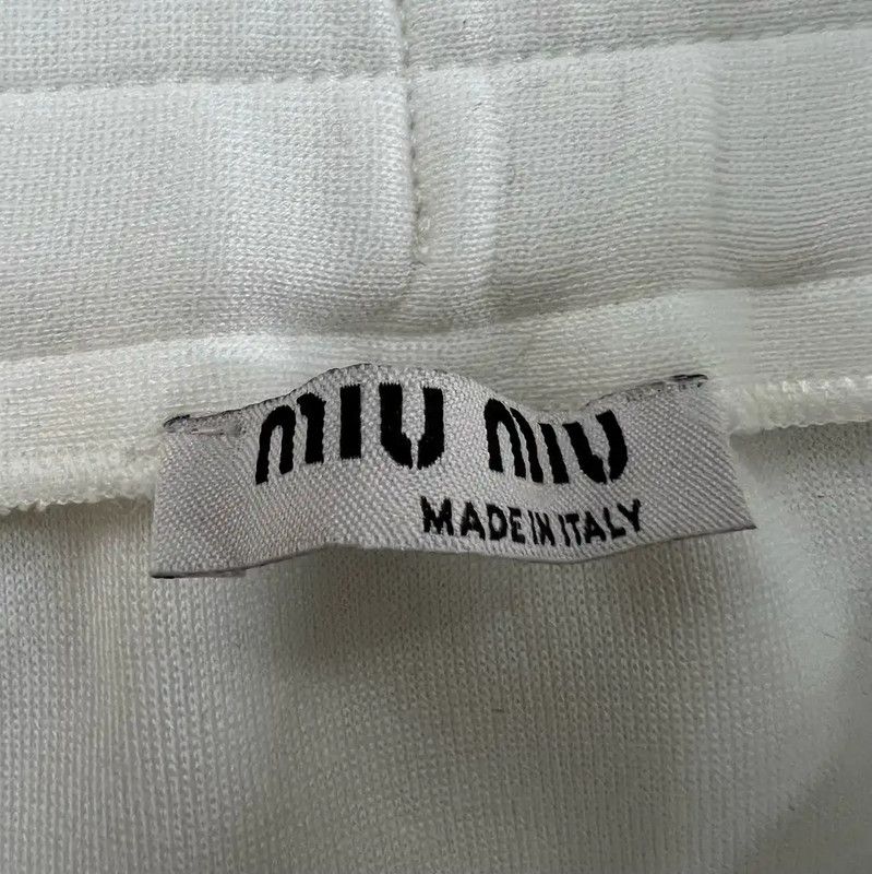 Miu Miu Miu Miu A-Line White Cotton Mini Skirt 0089 Size 22" - 3 Thumbnail