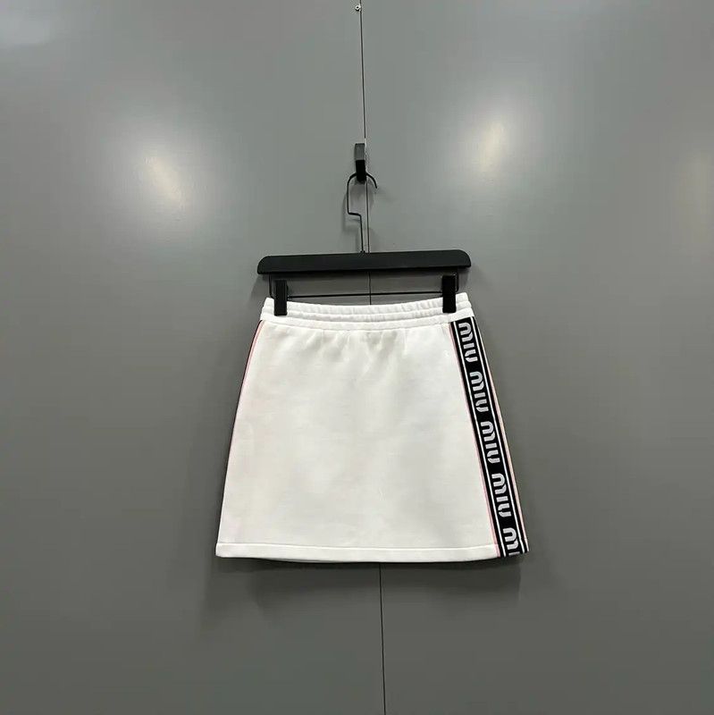 Miu Miu Miu Miu A-Line White Cotton Mini Skirt 0089 Size 22" - 2 Thumbnail