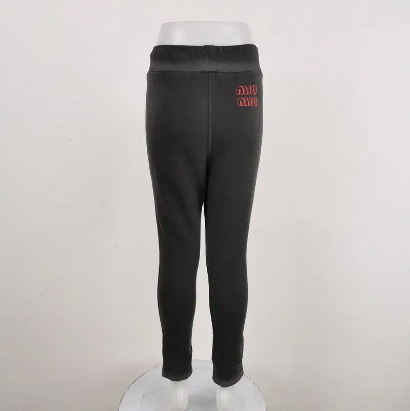 Miu Miu Miu Miu Black Cotton Logo Casual Pants 0089 Size 28" / US 6 / IT 42 - 2 Thumbnail