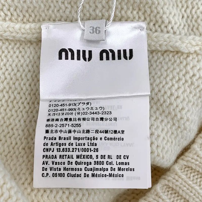 Miu Miu Miu Miu Beige Cashmere Cardigan for Women 0089 Size XS / US 0-2 / IT 36-38 - 6 Thumbnail