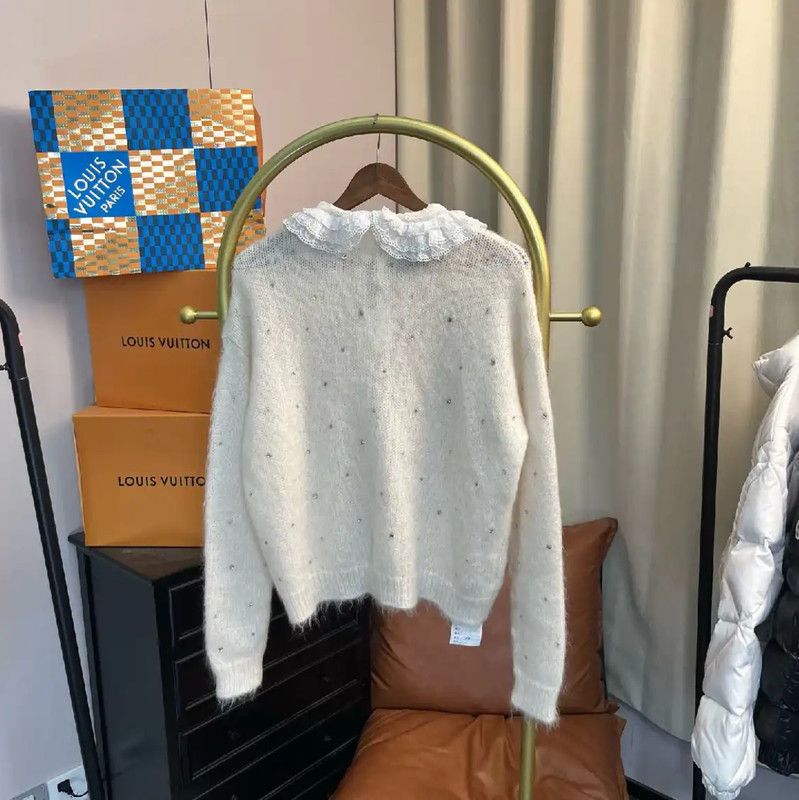 Miu Miu Miu Miu White Wool Cardigan for Women 0089 Size XL / US 12-14 / IT 48-50 - 2 Thumbnail