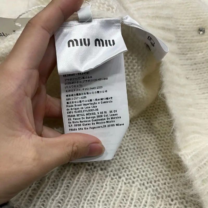Miu Miu Miu Miu White Wool Cardigan for Women 0089 Size XL / US 12-14 / IT 48-50 - 4 Thumbnail