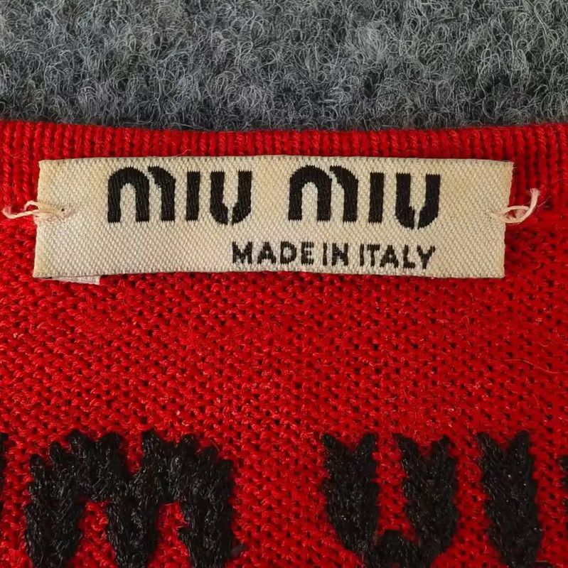 Miu Miu Miu Miu Red Wool Cardigan for Women 0089 Size L / US 10 / IT 46 - 3 Thumbnail