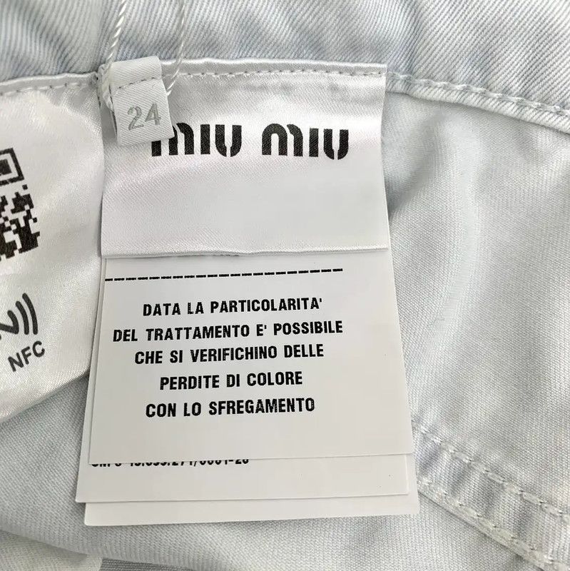 Miu Miu Miu Miu Light Blue Cotton Jeans for Women 0089 Size 28" / US 6 / IT 42 - 7 Thumbnail