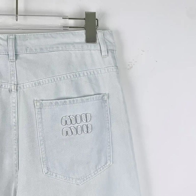 Miu Miu Miu Miu Light Blue Cotton Jeans for Women 0089 Size 28" / US 6 / IT 42 - 5 Thumbnail