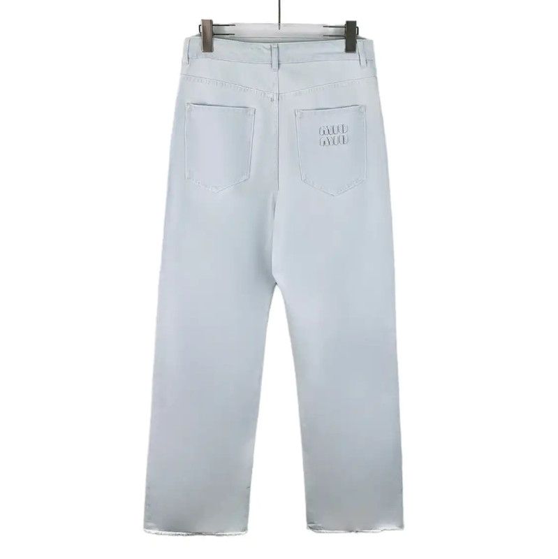 Miu Miu Miu Miu Light Blue Cotton Jeans for Women 0089 Size 28" / US 6 / IT 42 - 2 Thumbnail
