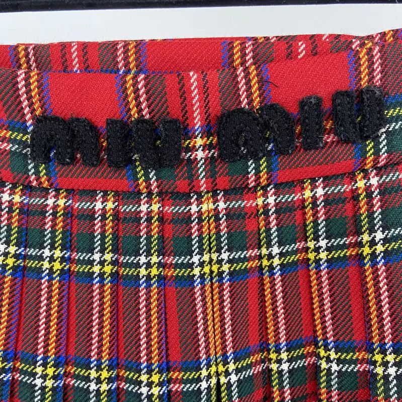 Miu Miu Miu Miu Red Plaid Wool Pleated Skirt 0089 Size 23" - 6 Thumbnail
