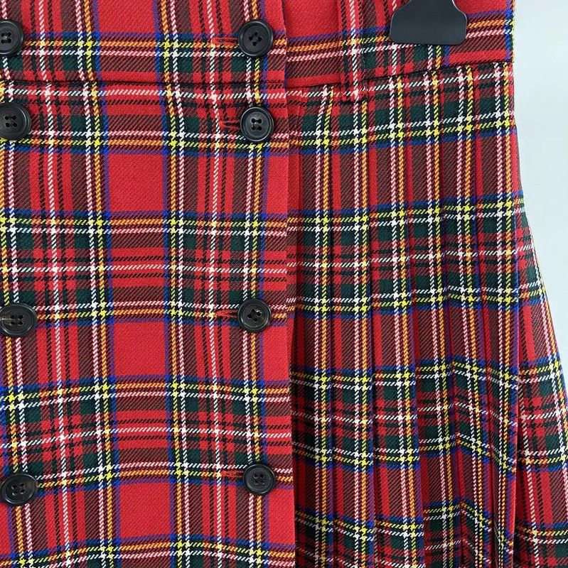Miu Miu Miu Miu Red Plaid Wool Pleated Skirt 0089 Size 23" - 5 Thumbnail