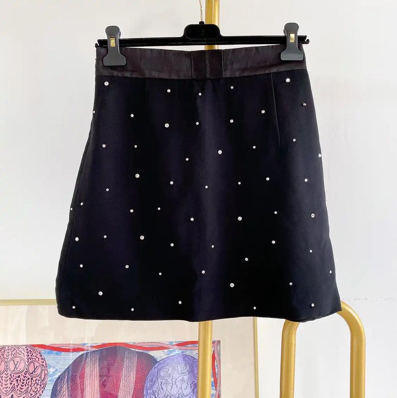 Miu Miu Miu Miu Black Summer A-Line Mini Skirt 0089 Size 32" / US 10 / IT 46 - 2 Thumbnail