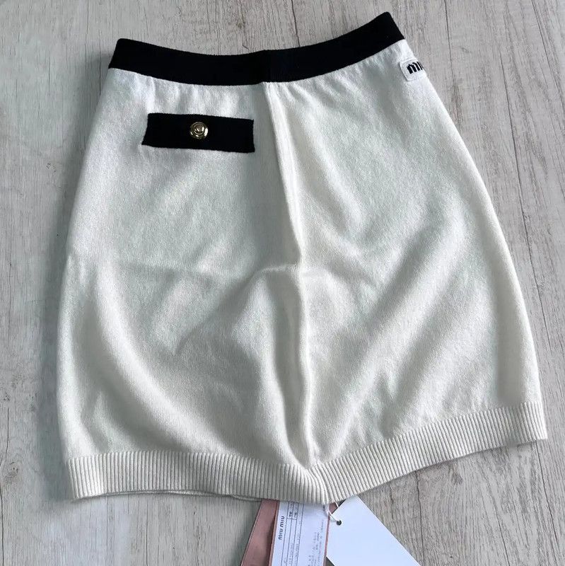 Miu Miu Miu Miu White Cashmere Mini Skirt 0089 Size 22" - 3 Thumbnail