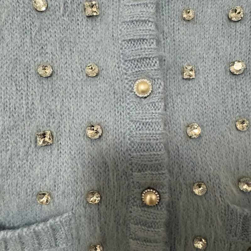 Miu Miu Miu Miu Light Blue Mohair Logo Cardigan 0089 Size M / US 6-8 / IT 42-44 - 3 Thumbnail