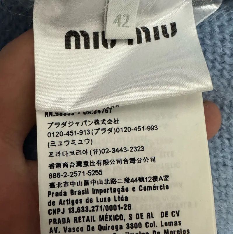 Miu Miu Miu Miu Light Blue Mohair Logo Cardigan 0089 Size M / US 6-8 / IT 42-44 - 4 Thumbnail