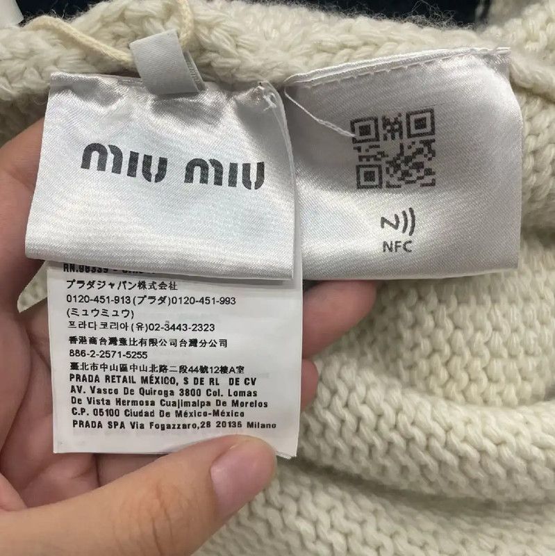 Miu Miu Miu Miu White Women's Wool Cardigan 0089 Size L / US 10 / IT 46 - 7 Thumbnail
