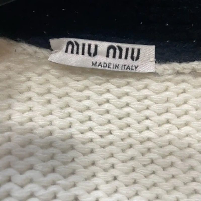 Miu Miu Miu Miu White Women's Wool Cardigan 0089 Size L / US 10 / IT 46 - 3 Thumbnail