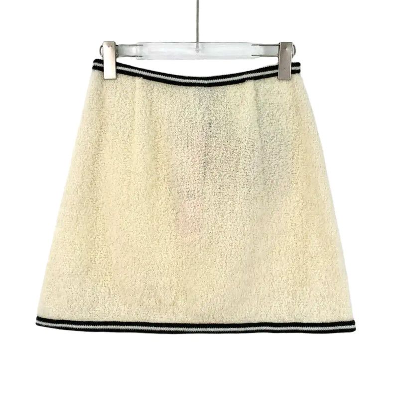 Miu Miu Miu Miu Beige Wool Mini Skirt 0089 Size 23" - 2 Thumbnail