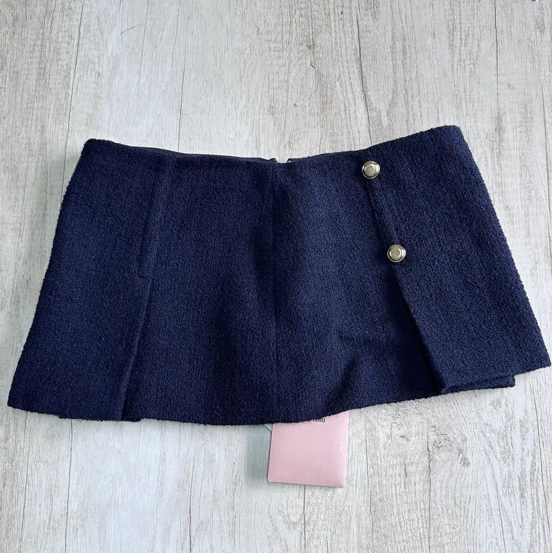 Miu Miu Miu Miu Navy Wool Mini Skirt 0089 Size 22" - 3 Thumbnail