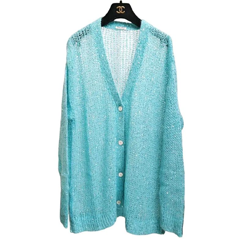 Miu Miu Miu Miu Lake Blue Long Sleeve Pullover Sweater 0089 Size ONE SIZE - 3 Thumbnail