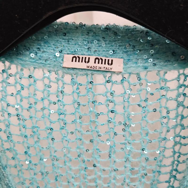 Miu Miu Miu Miu Lake Blue Long Sleeve Pullover Sweater 0089 Size ONE SIZE - 7 Thumbnail