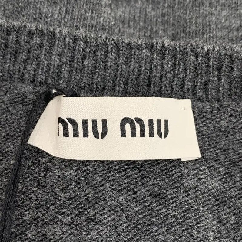 Miu Miu Miu Miu Women's Deep Gray Wool Cardigan 0089 Size ONE SIZE - 5 Thumbnail