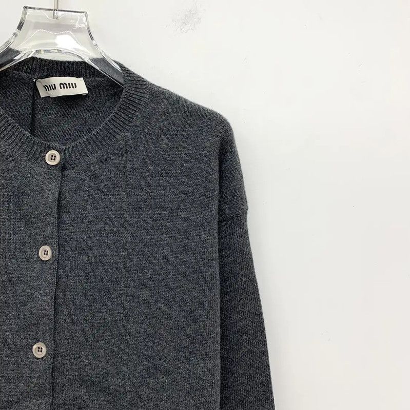 Miu Miu Miu Miu Women's Deep Gray Wool Cardigan 0089 Size ONE SIZE - 3 Thumbnail