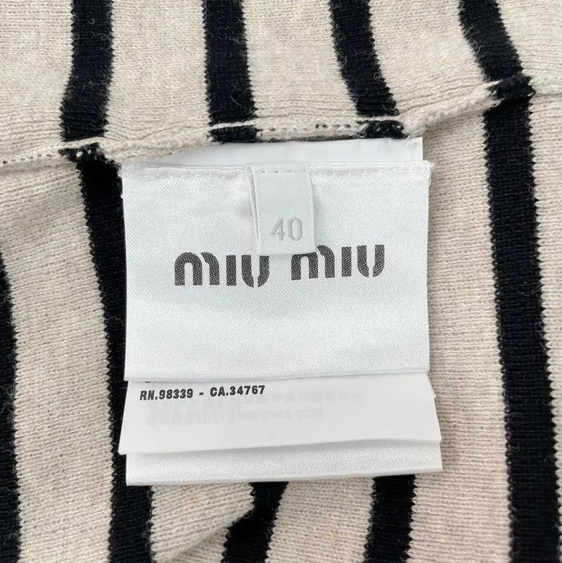 Miu Miu Miu Miu Striped Cotton Mini Skirt in Gray 0089 Size 29" - 7 Thumbnail