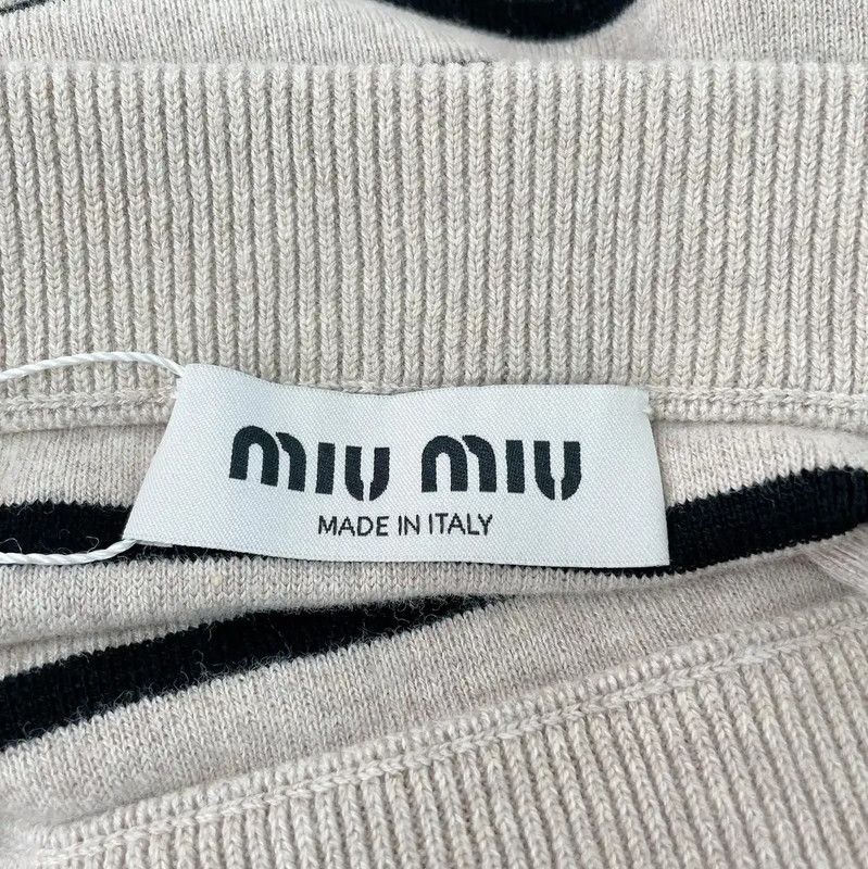 Miu Miu Miu Miu Striped Cotton Mini Skirt in Gray 0089 Size 29" - 5 Thumbnail