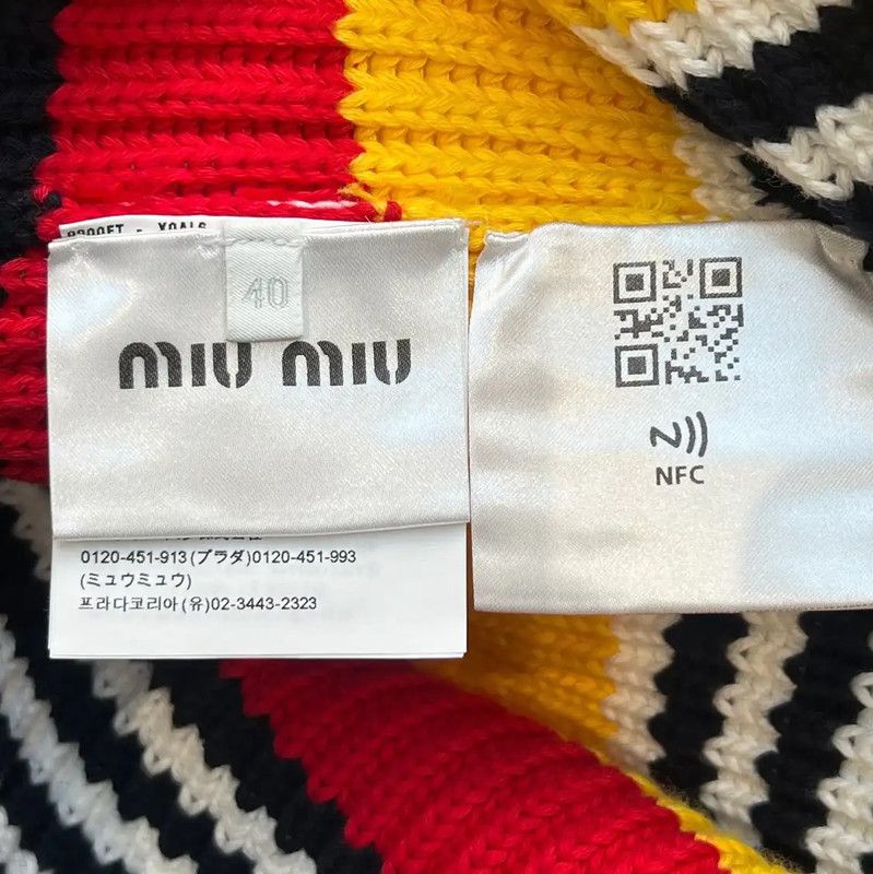 Miu Miu Miu Miu Multicolored Cotton Women's Cardigan 0089 Size L / US 10 / IT 46 - 7 Thumbnail