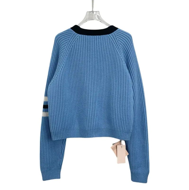 Miu Miu Miu Miu Women's Blue Cropped Cardigan 0089 Size M / US 6-8 / IT 42-44 - 2 Thumbnail