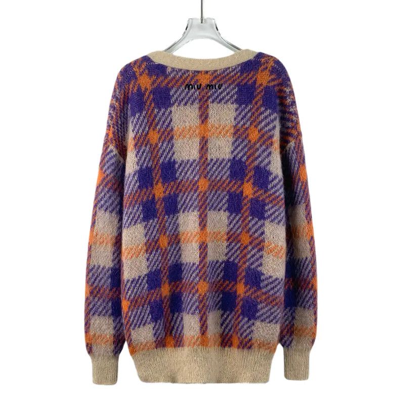 Miu Miu Miu Miu Colorblock Mohair Cardigan for Women 0089 Size XS / US 0-2 / IT 36-38 - 2 Thumbnail