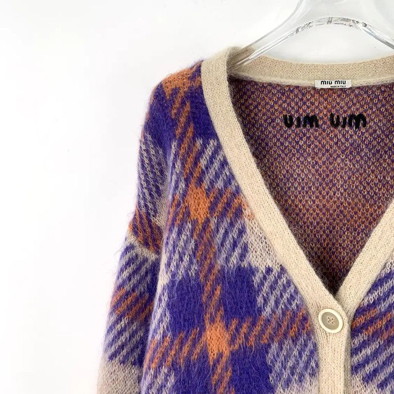 Miu Miu Miu Miu Colorblock Mohair Cardigan for Women 0089 Size XS / US 0-2 / IT 36-38 - 3 Thumbnail