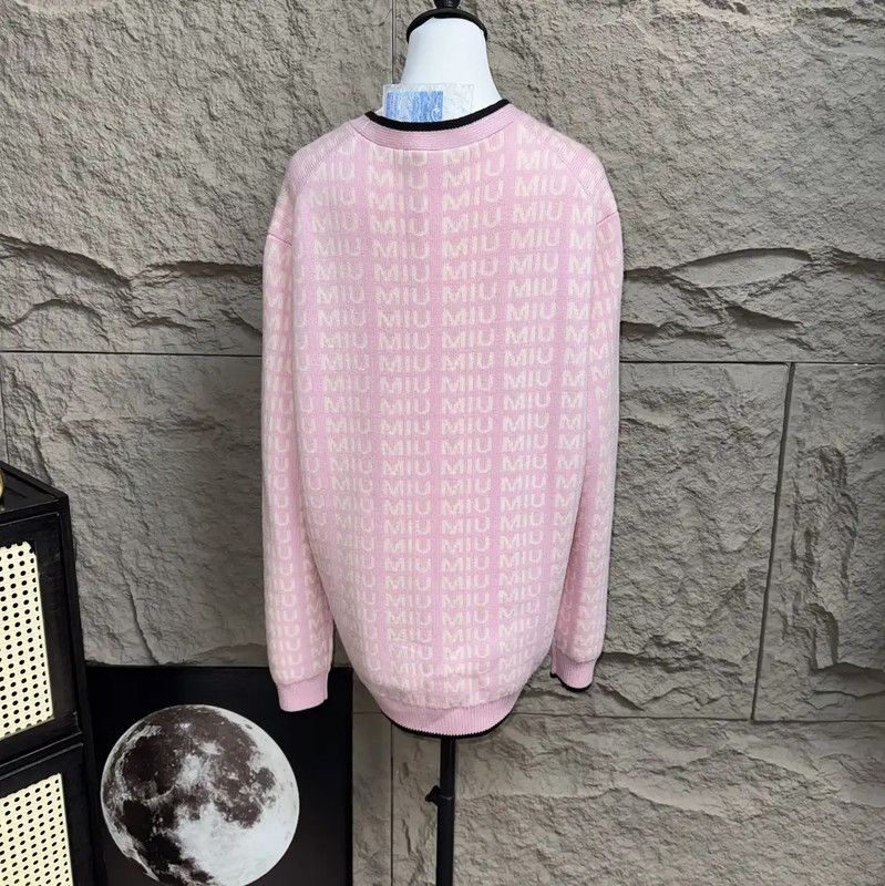 Miu Miu Miu Miu Pink Wool Cardigan for Women 0089 Size M / US 6-8 / IT 42-44 - 2 Thumbnail