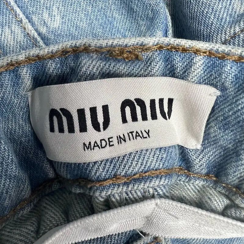 Miu Miu Miu Miu Blue Cotton Denim Trousers 0089 Size 28" / US 6 / IT 42 - 3 Thumbnail