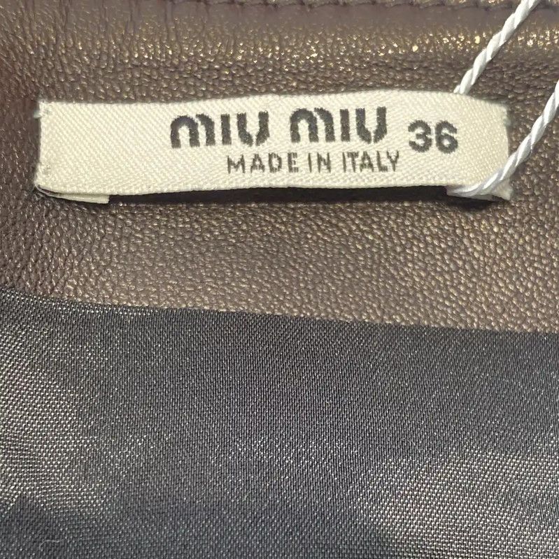Miu Miu Miu Miu Black Leather A-Line Skirt 0089 Size 23" - 3 Thumbnail
