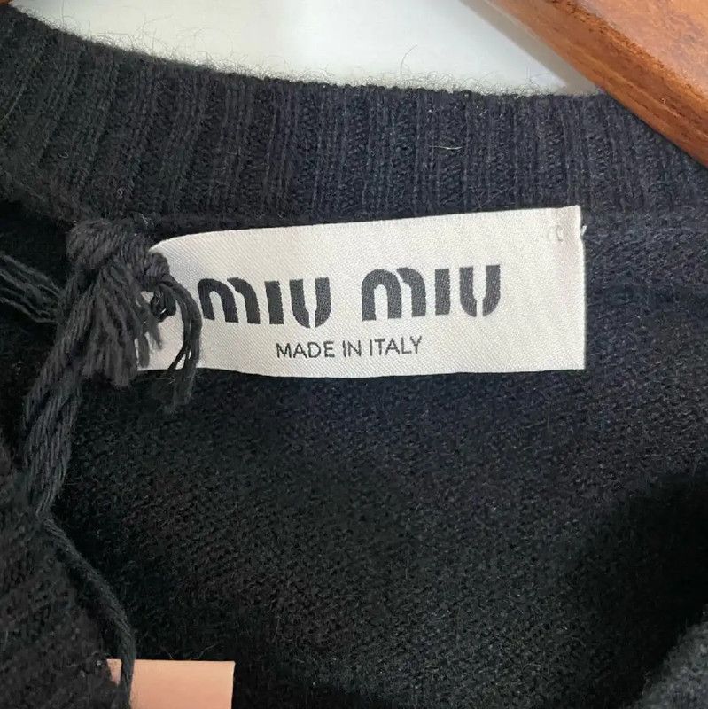 Miu Miu Miu Miu Women's Black Wool Cardigan 0089 Size S / US 4 / IT 40 - 3 Thumbnail