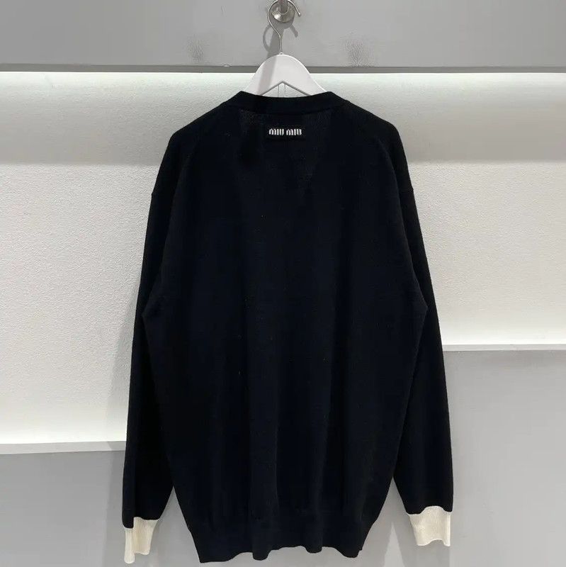 Miu Miu Miu Miu Black Cashmere Long Sleeve Cardigan 0089 Size ONE SIZE - 2 Thumbnail