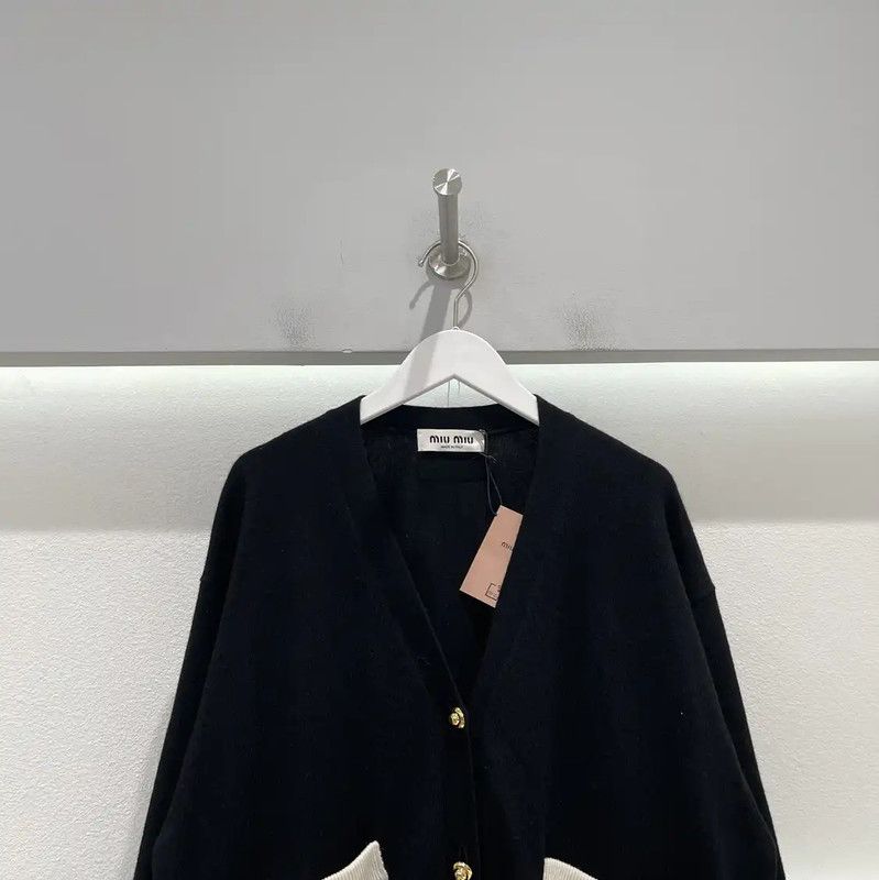 Miu Miu Miu Miu Black Cashmere Long Sleeve Cardigan 0089 Size ONE SIZE - 3 Thumbnail