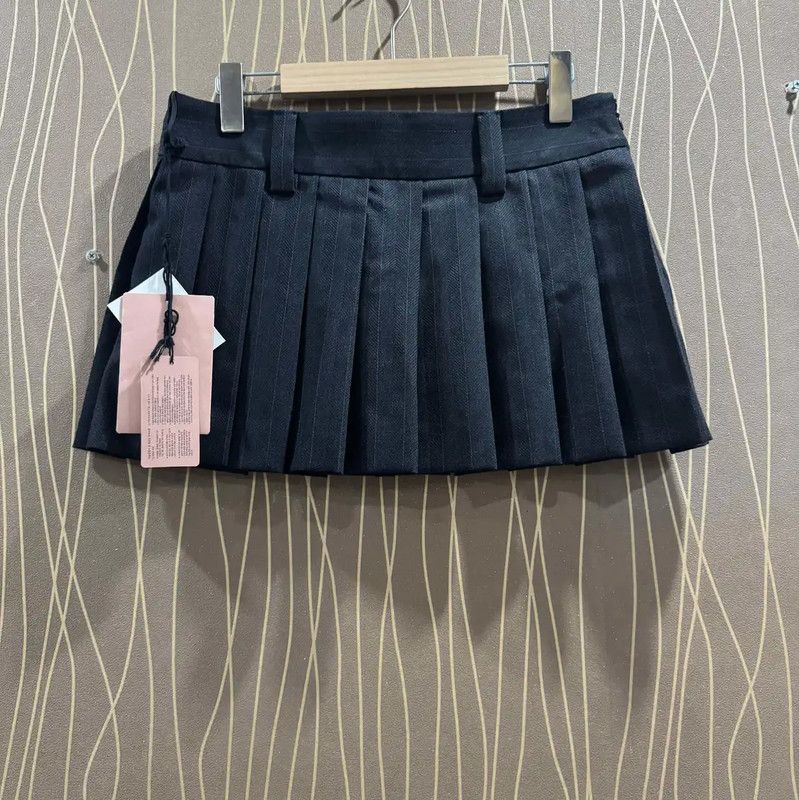 Miu Miu Miu Miu Black Wool Pleated Skirt 0089 Size 23" - 2 Thumbnail