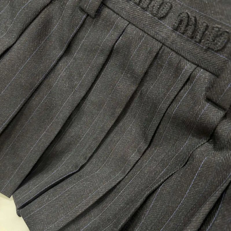 Miu Miu Miu Miu Black Wool Pleated Skirt 0089 Size 23" - 4 Thumbnail