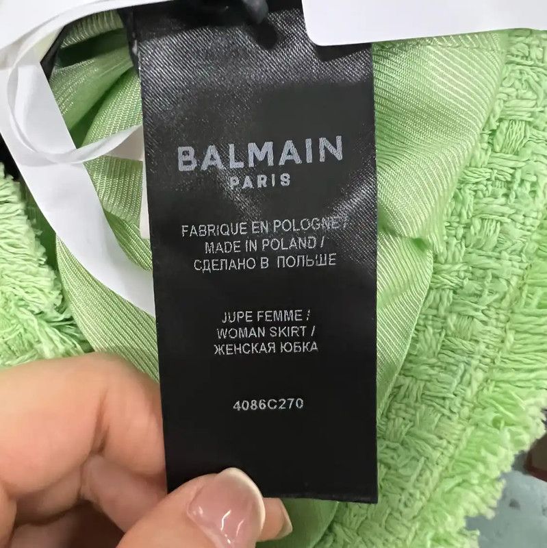 Balmain Balmain Green Summer Cotton Mini Skirt 0089 Size 24" / US 00 / IT 34 - 4 Thumbnail