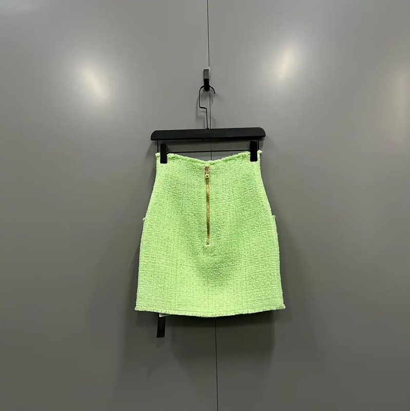 Balmain Balmain Green Summer Cotton Mini Skirt 0089 Size 24" / US 00 / IT 34 - 2 Thumbnail