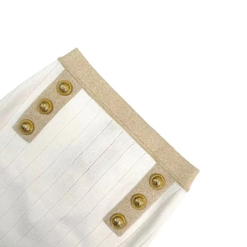 Balmain Balmain Women's White Skirt with Gold Buttons 0089 Size 26" / US 2 / IT 38 - 3 Thumbnail