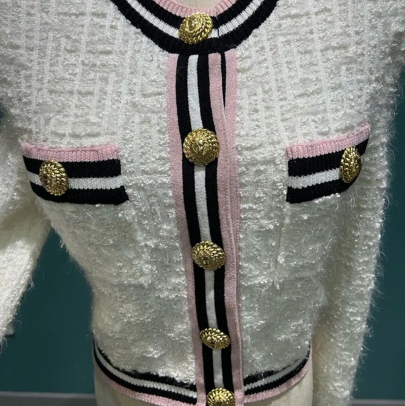 Balmain Balmain Women's White Long Sleeve Cardigan 0089 Size M / US 6-8 / IT 42-44 - 6 Thumbnail
