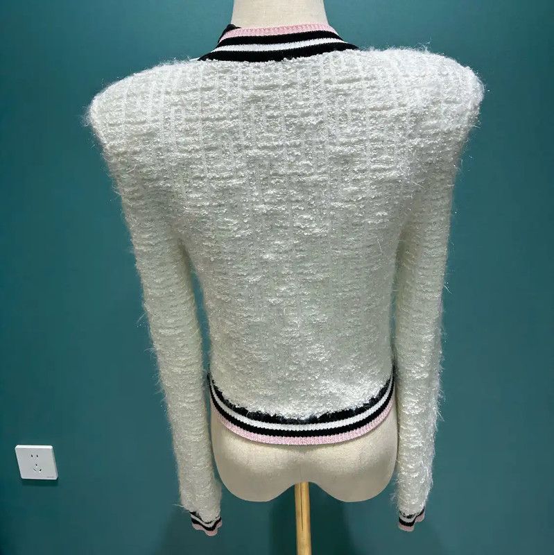 Balmain Balmain Women's White Long Sleeve Cardigan 0089 Size M / US 6-8 / IT 42-44 - 2 Thumbnail