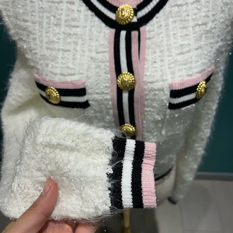 Balmain Balmain Women's White Long Sleeve Cardigan 0089 Size M / US 6-8 / IT 42-44 - 4 Thumbnail