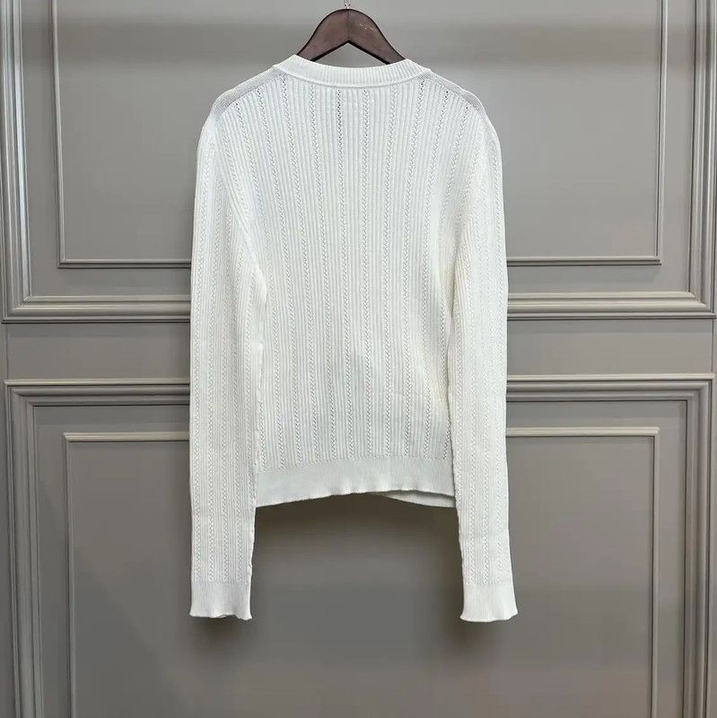 Balmain Balmain White Textured Knit Cardigan for Women 0089 Size XL / US 12-14 / IT 48-50 - 2 Thumbnail